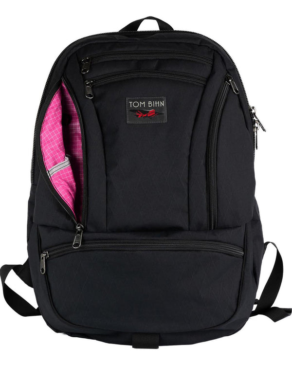 The Synapse 25 in Black X-Pac with a Cerise (bright pink with white grid) 200 Halcyon interior